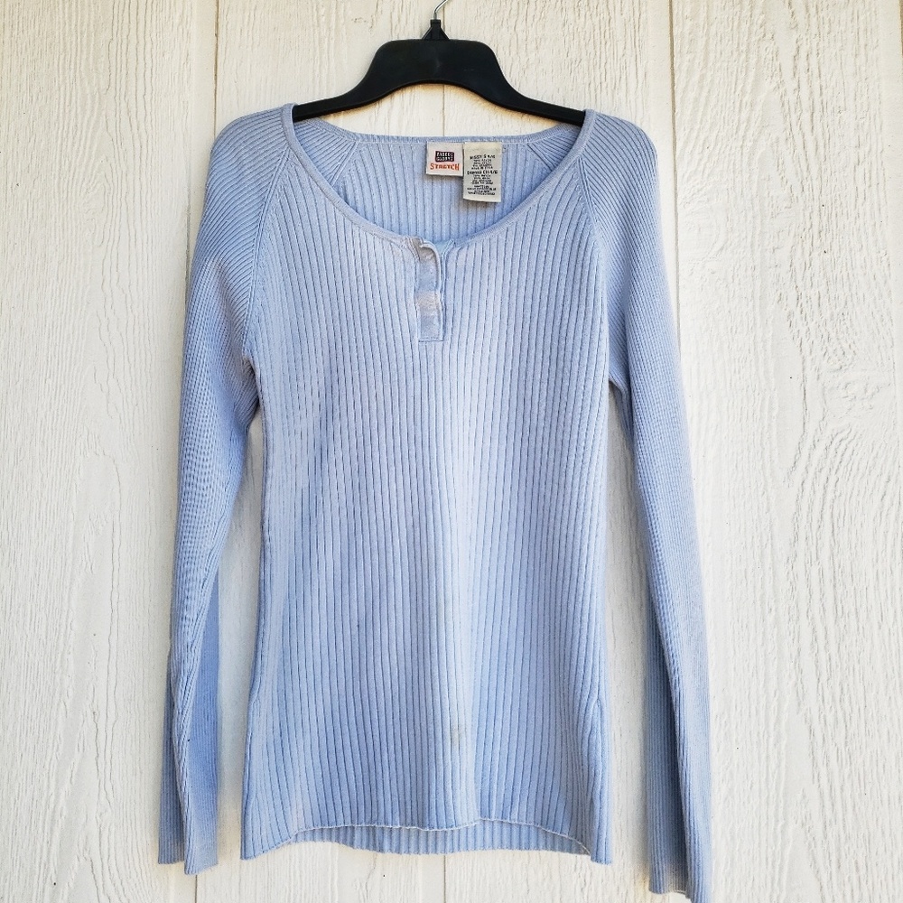Baby Blue Ribbed Henley